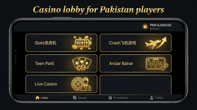 Lobby view of B77 Bet for Pakistan users